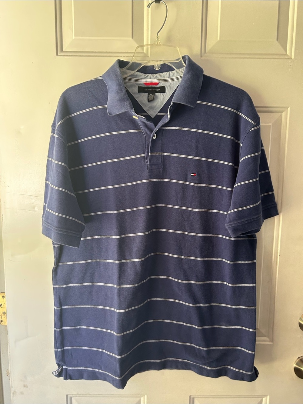 Tommy Hilfiger blue striped polo shirt Size XXL #preppy #polo